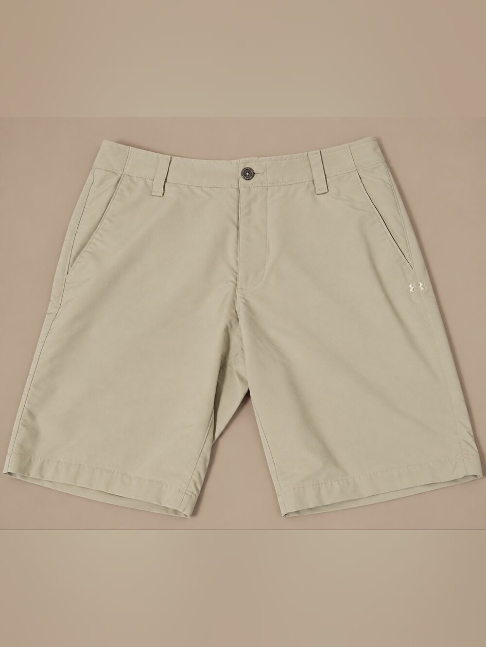 Under Armour Men's Light Khaki Athletic Flat-Front Shorts - Size 34